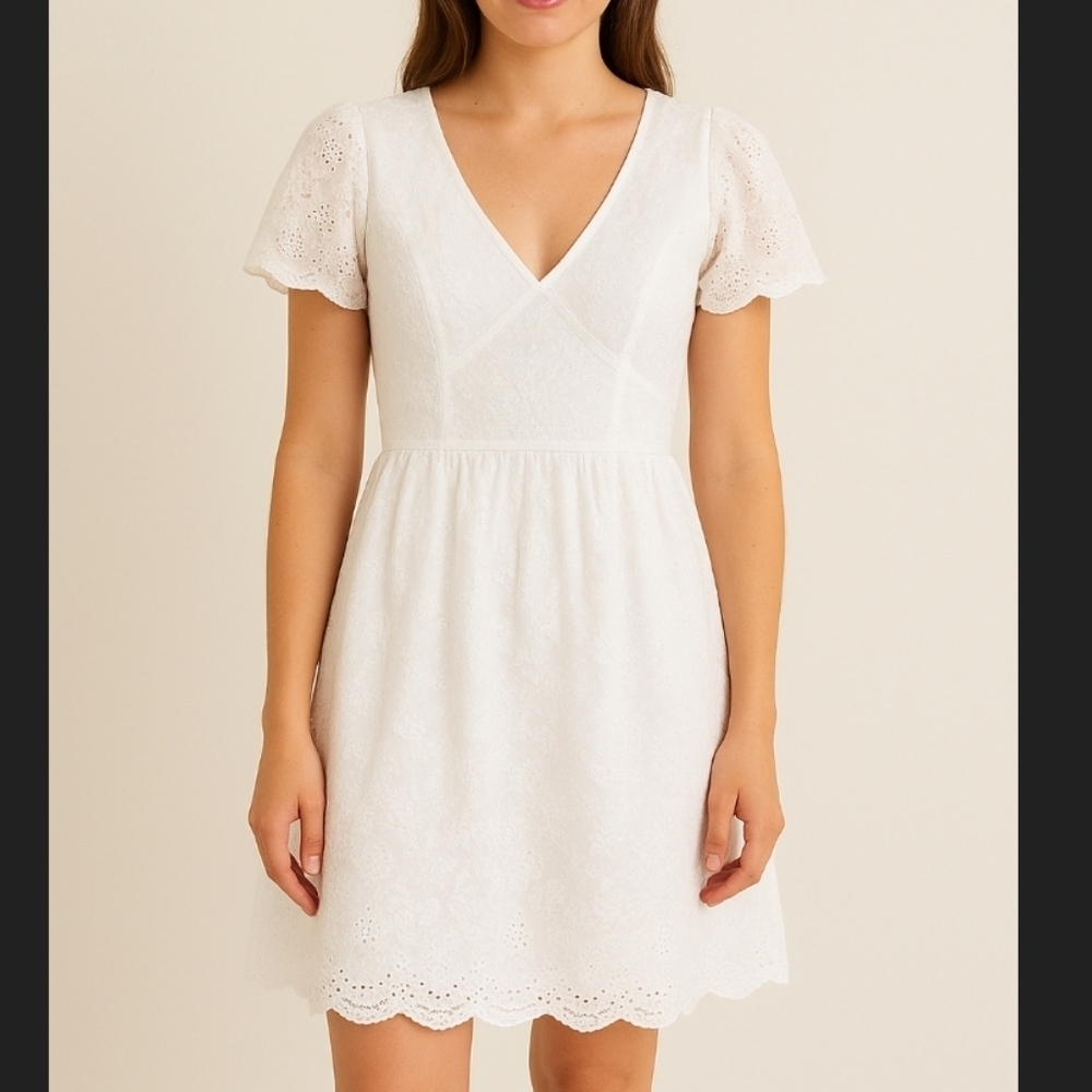 Rebellion White Lace Open Back V Neck Dress